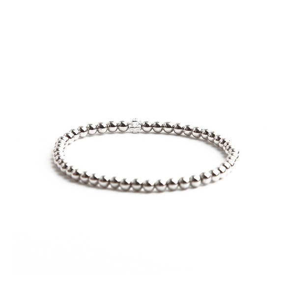 NEW Tory Burch SILVER Beaded Stretch Bracelet - Picture 3 of 5